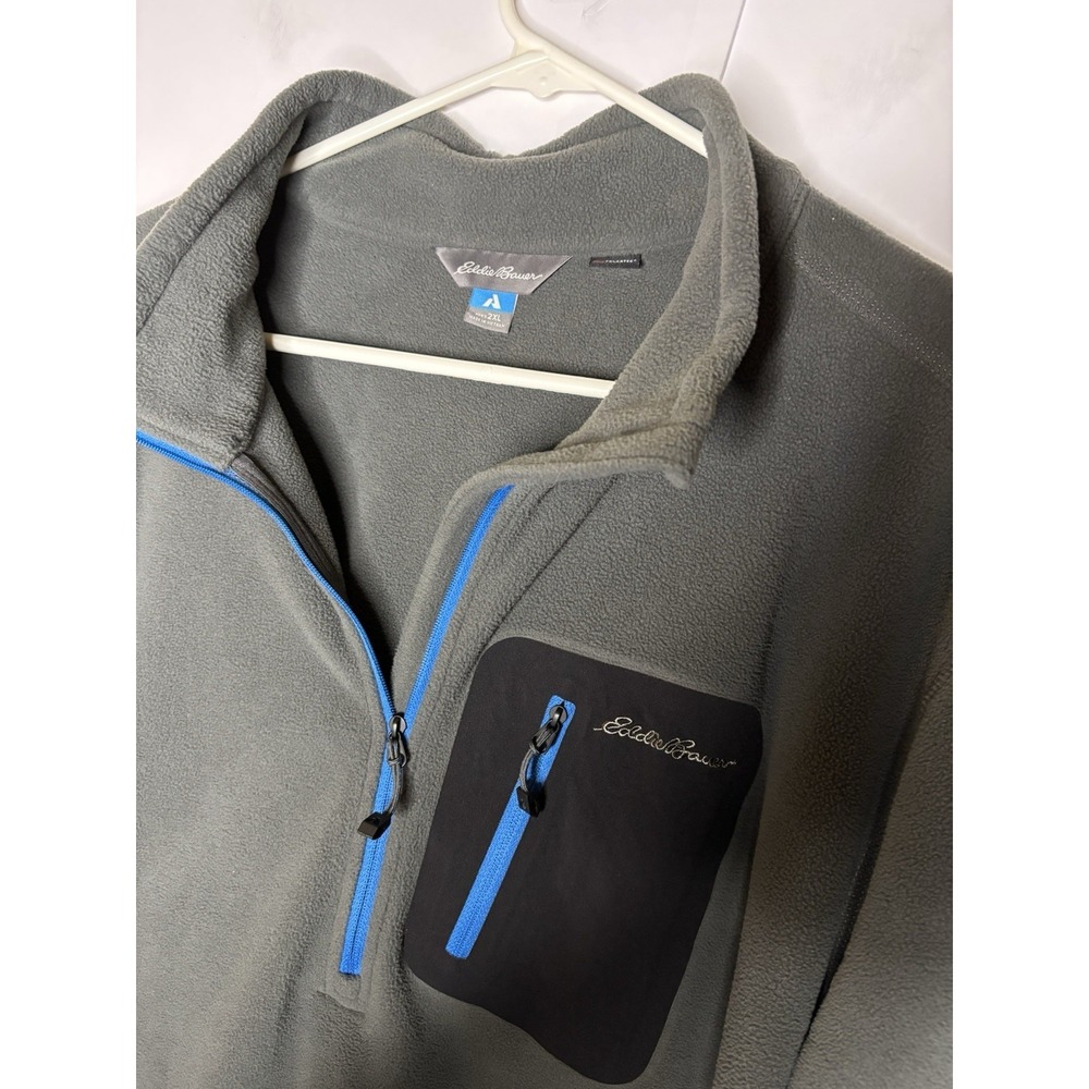 Eddie Bauer Pullover Mens 2XL Gray First Ascent Polartec Fleece Half Zip Jacket